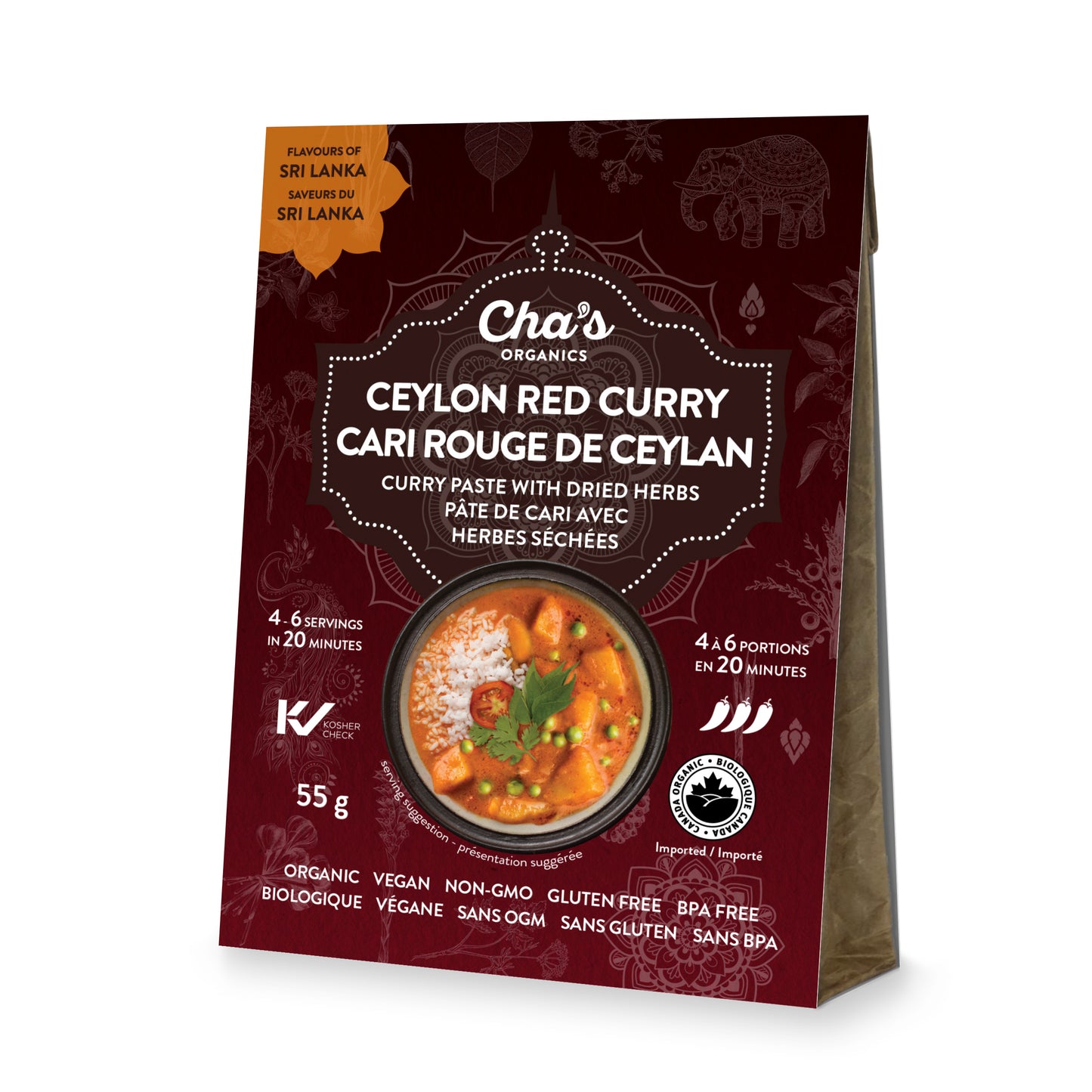 Chas Organics Ceylon Red Curry, Case of 6 x 55g