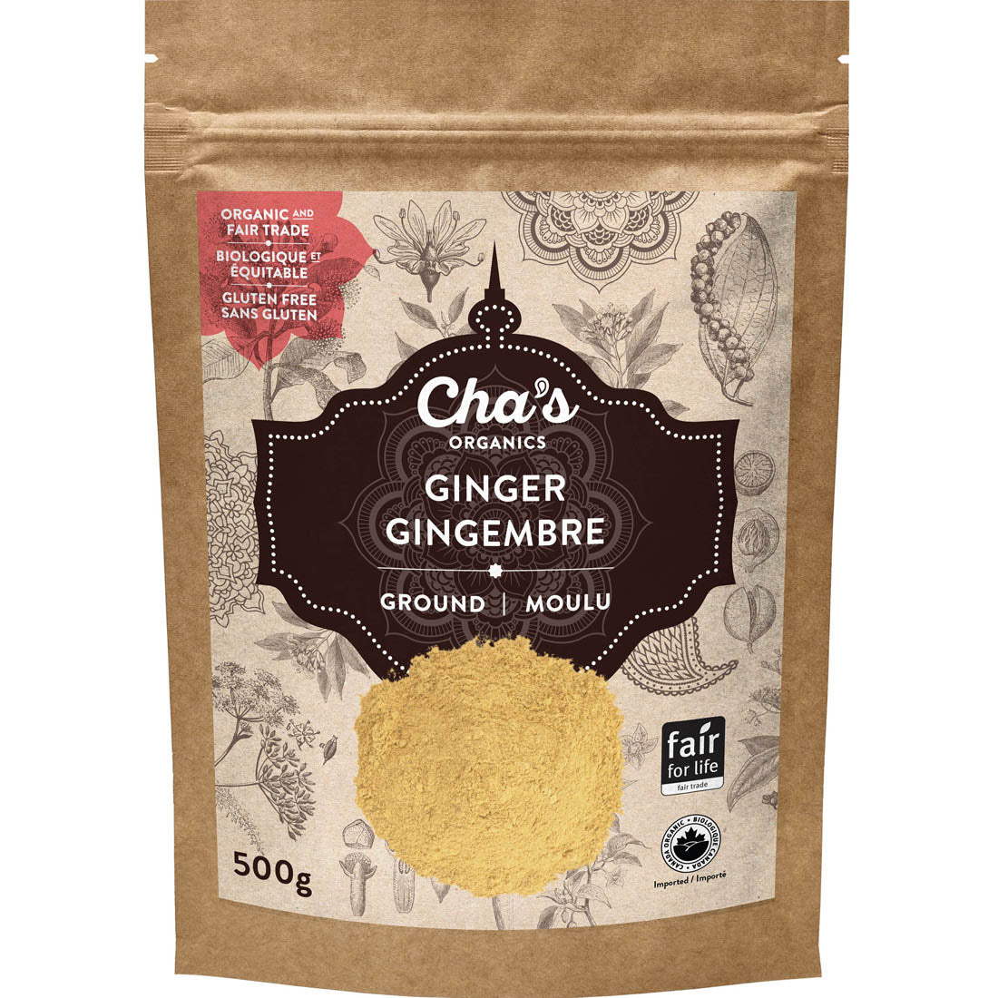 Chas Organics Ginger, Ground, 500g