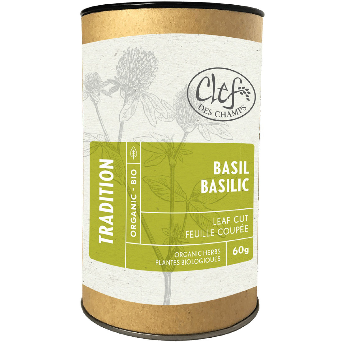 Clef des Champs Basil Organic Leaf Loose Tea, Case of 6 x 60g