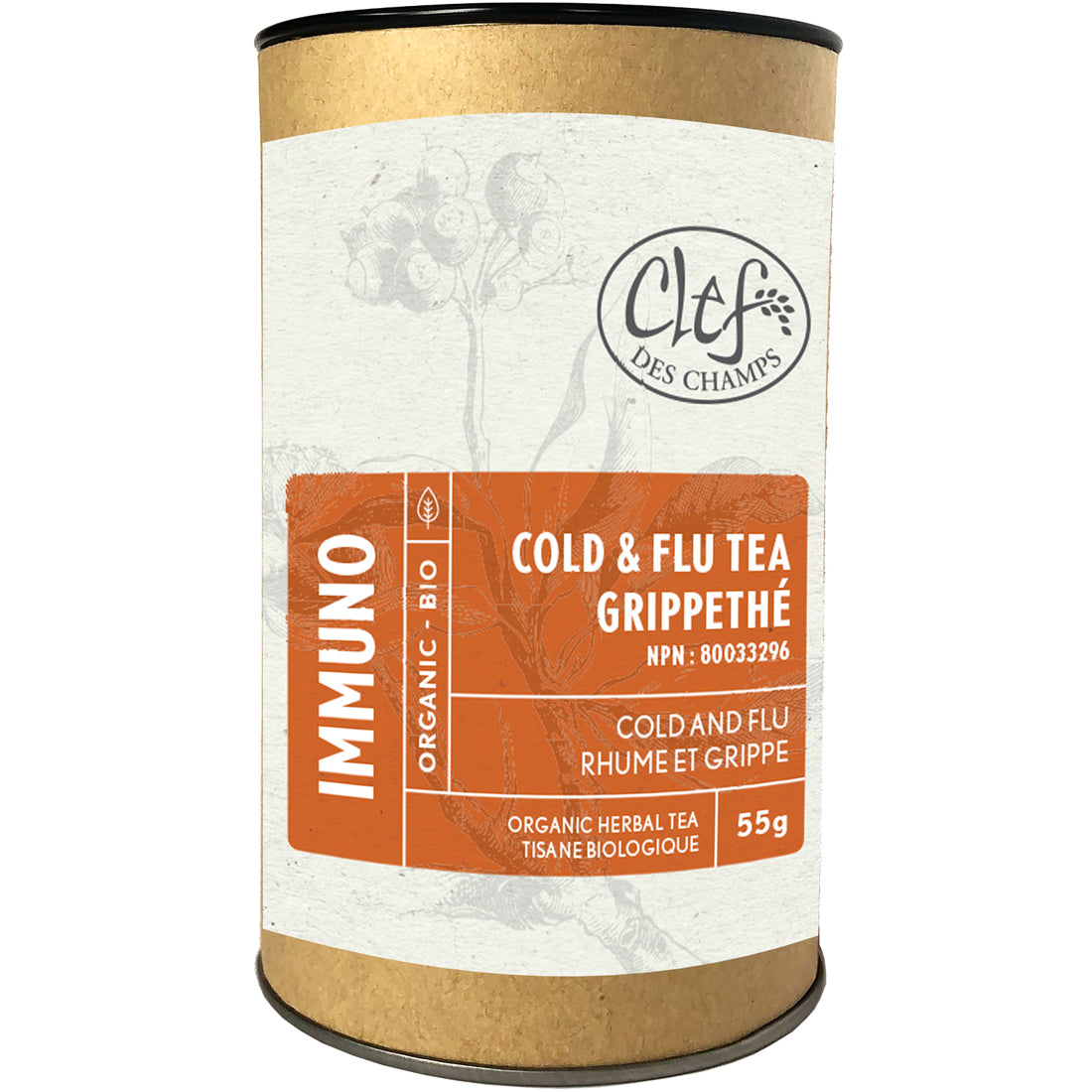 Clef des Champs Cold and Flu Organic Loose Tea, Case of 6 x 55g
