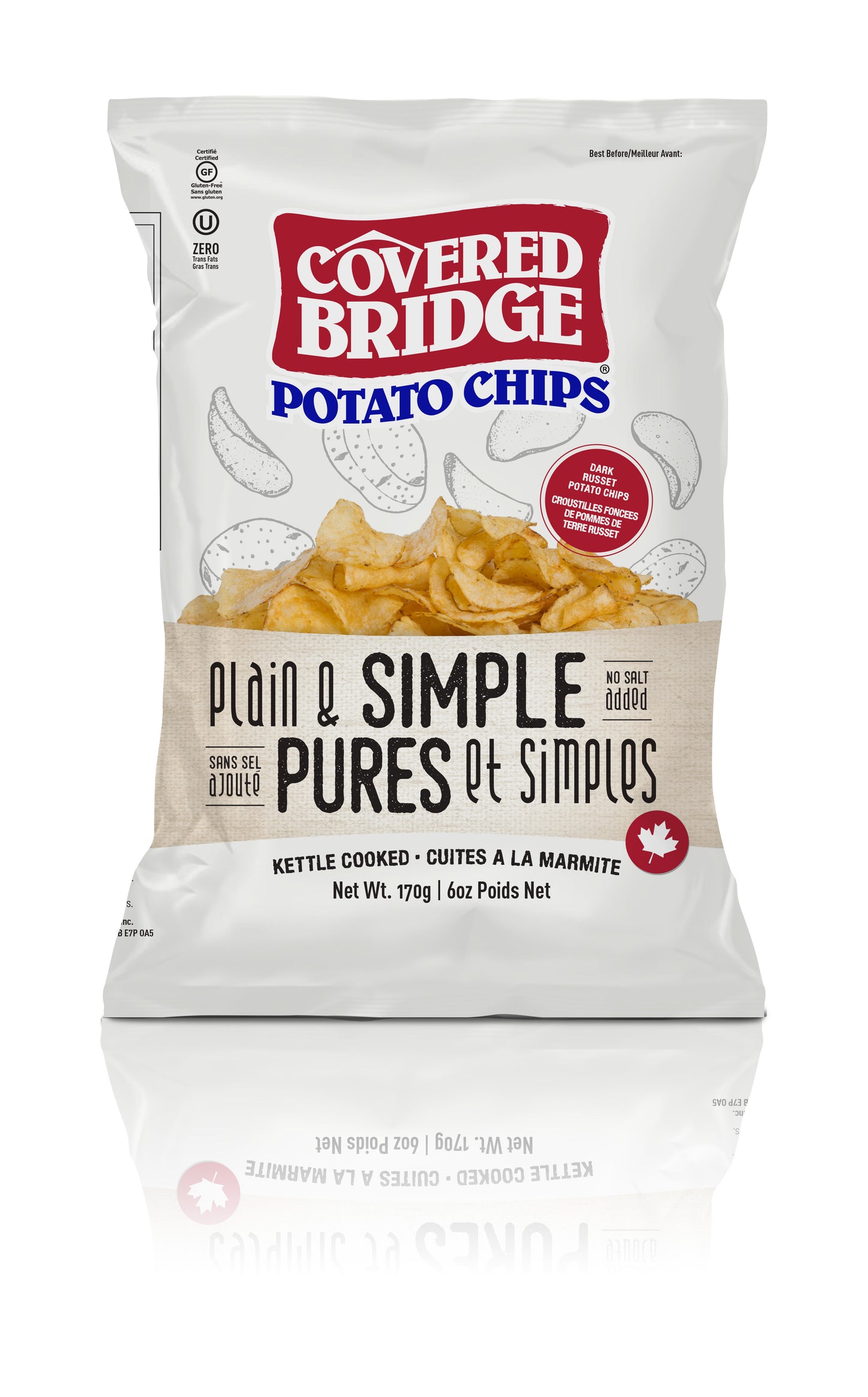 Covered Bridge Potato Chips Full Size Bag, Case of 12 x 142g-170g