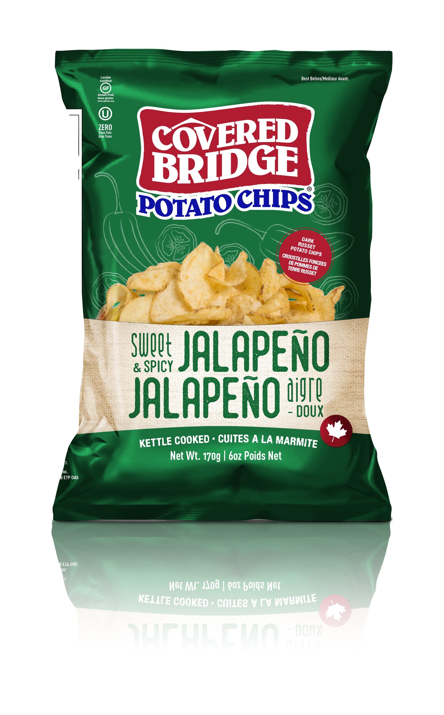 Covered Bridge Potato Chips Full Size Bag, Case of 12 x 142g-170g