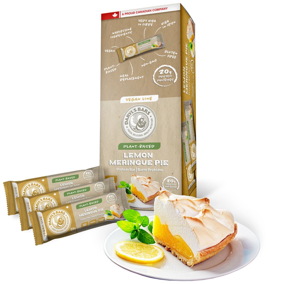 Daryls Vegan Protein Bars, Non-GMO and Gluten-Free, 1 Box
