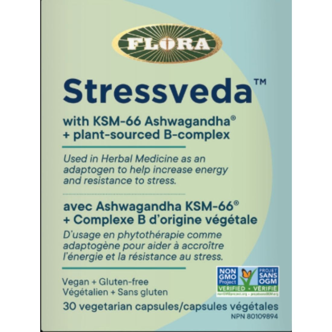 Flora Stressveda with KSM-66 Ashwagandha, 30 Vegetable Capsules