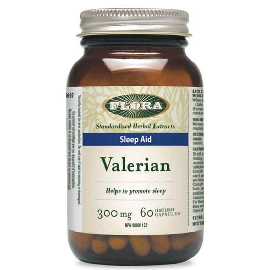 Flora Valerian 300mg (Standardized), 60 Vegetarian Capsules