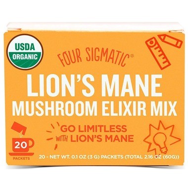 Four Sigmatic Mushroom Elixir Mix with Lion’s Mane, Cognitive Enhancement Support, Powder, 20x3g Sachets