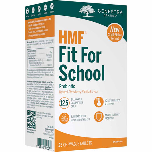 Genestra HMF Fit For School, 12.5 Billion CFU, Shelf Stable, 25 Chewable Tablets
