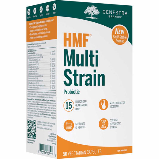 Genestra HMF Multi Strain, 15 Billion CFU, Shelf Stable, 50 Capsules