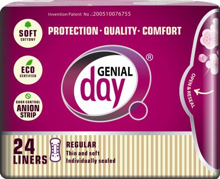 Genial Day Cotton Liners, 24 Pack