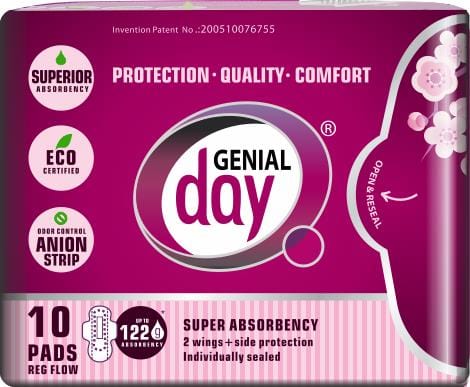 Genial Day Regular Flow Pads, 10 Pack