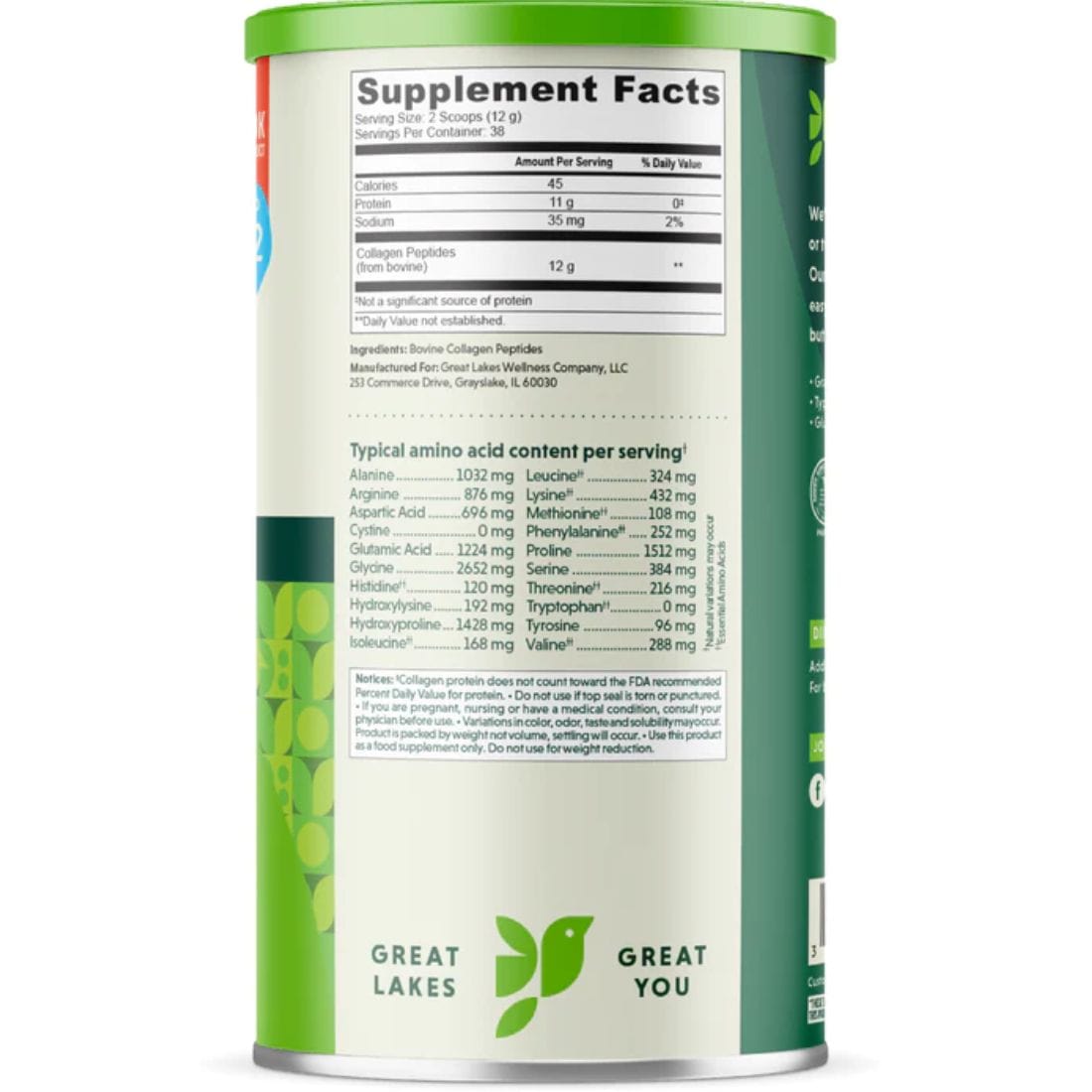 great-lakes-wellness-collagen-peptides-nutrition-facts
