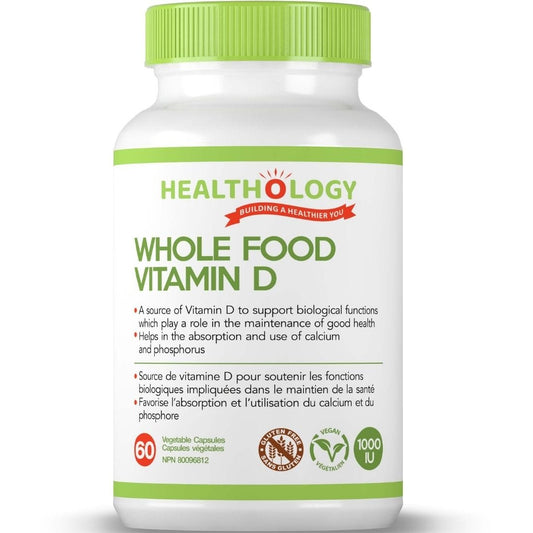 Healthology Whole Food Vitamin D, 60 Vegetable Capsules