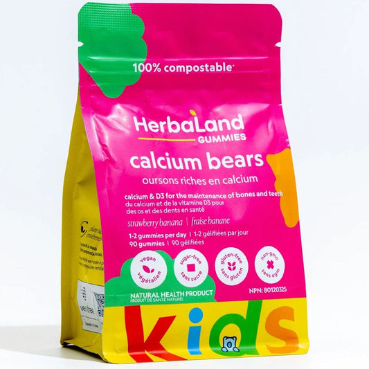 Herbaland Calcium Bears, Calcium and D3 Gummies For Kids, Vegan, 90 Gummies