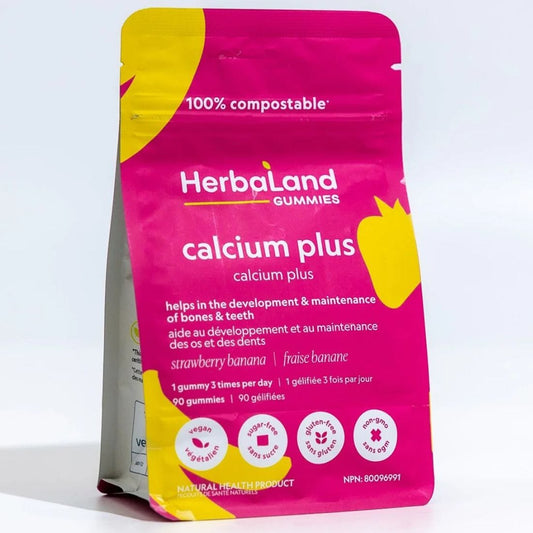 Herbaland Calcium Plus D3 and K2 Gummies, Vegan, Sugar-Free, 90 Gummies
