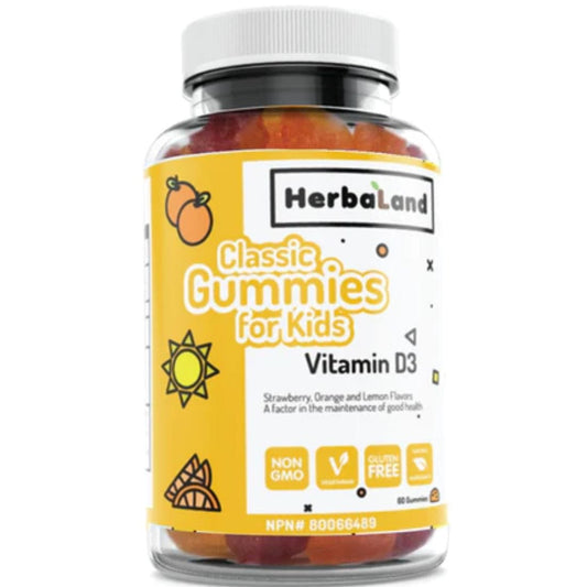 Herbaland Vitamin D3 Gummies for Kids 400IU, Non-GMO, 60 Gummies