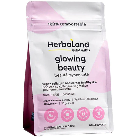 Herbaland Glowing Beauty, Vegan Collagen Booster for Healthy Skin, 90 Gummies