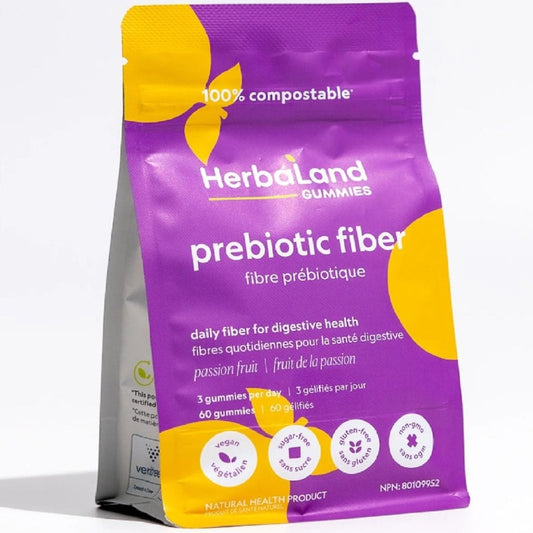 Herbaland Prebiotic Fiber Gummies, Daily Fiber For Digestive Health, 60 Gummies