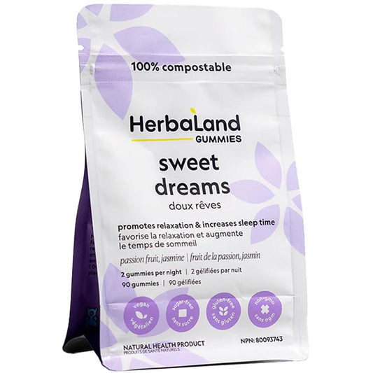 Herbaland Sweet Dreams Gummies with Melatonin, L-Theanine, Lemon Balm, 90 Gummies