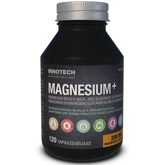 Innotech Magnesium Plus, Magnesium, Zinc, Vitamin K2, 120 Capsules