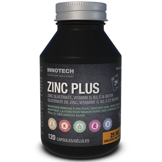 Innotech Zinc Plus - Zinc, Vitamins D, C, K2 and Biotin, 120 Capsules
