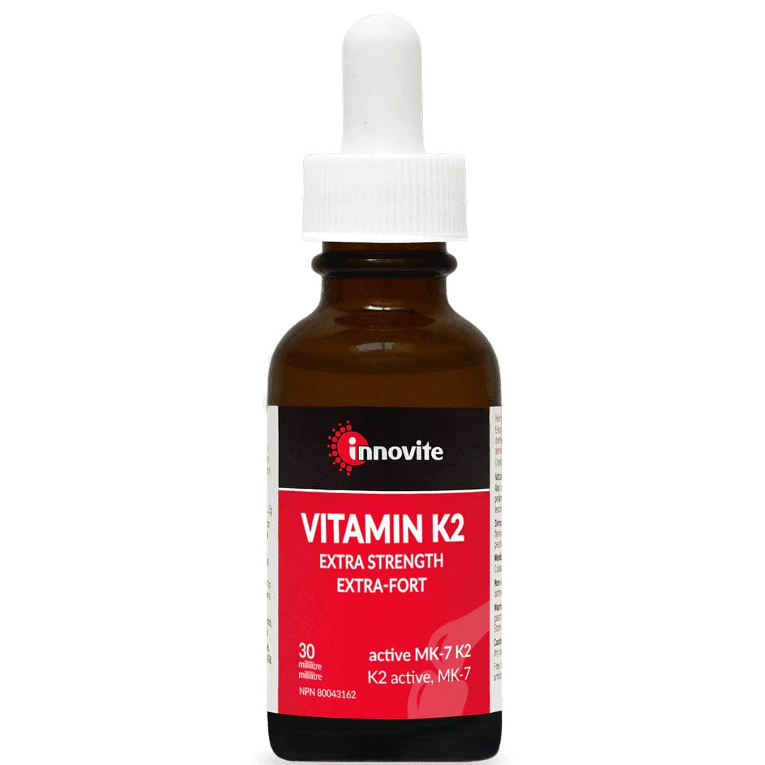 Innovite Extra Strength Vitamin K2 Liquid Drops 30mcg (MK-7), 30ml (600 Drops)