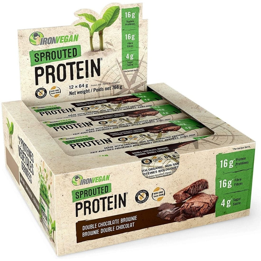 Iron Vegan Sprouted Protein Bars (Expire Oct 2021 - 63% OFF)