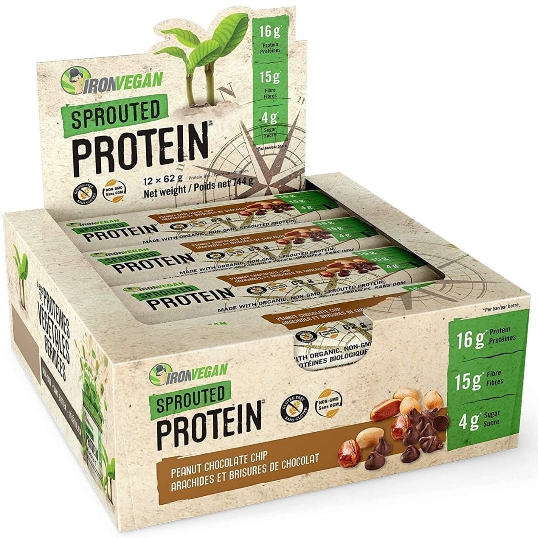 Iron Vegan Sprouted Protein Bars (Expire Oct 2021 - 63% OFF)