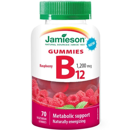 Jamieson B12 1200mcg, Raspberry Flavour, 70 Vegetarian Gummies
