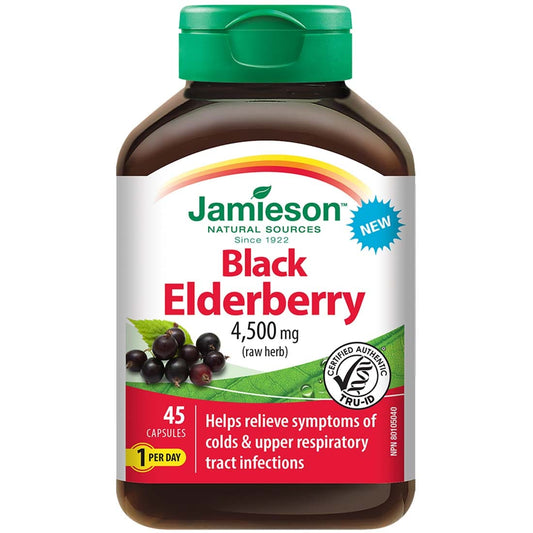 Jamieson Black Elderberry Capsules 4500mg, 45 Capsules