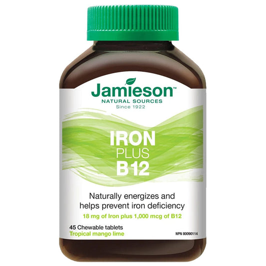 Jamieson Iron Plus B12, 45 Chewable Tablets