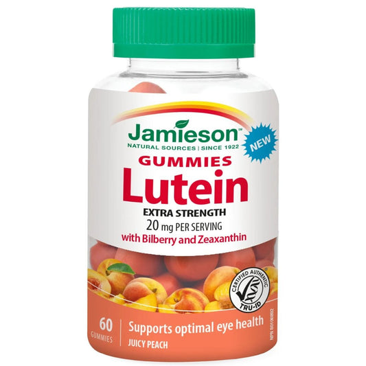 Jamieson Lutein 20mg Extra Strength, Peach Flavour, 60 Gummies