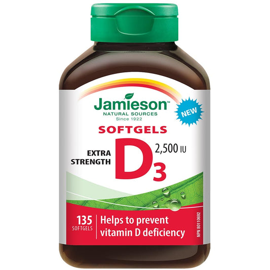 Jamieson Vitamin D3 Extra Strength 2500IU, 135 Softgels