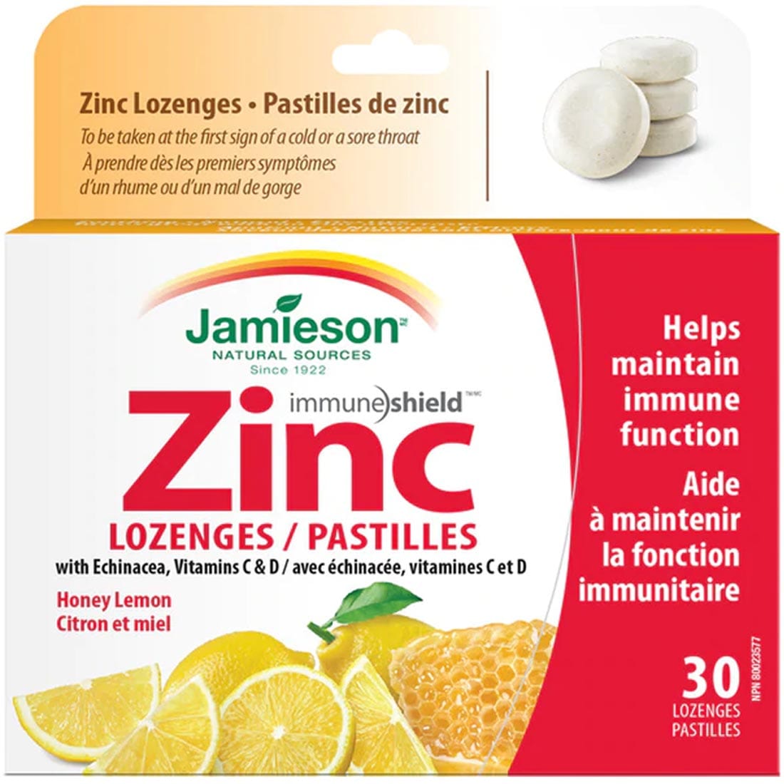 Jamieson Zinc Lozenges with Echinacea, Honey Lemon