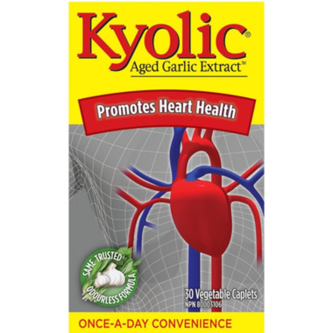 Kyolic Aged Garlic Extract, Once a Day, 30 Vegetable Caplets