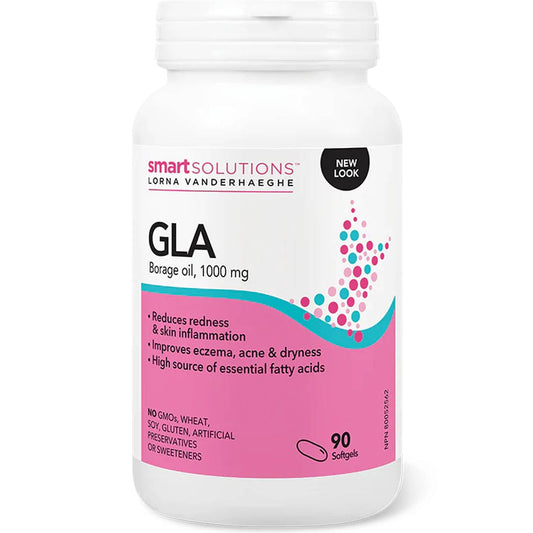 Smart Solutions GLA Borage Oil 1000mg, Reduce skin inflammation, 90 Softgels (Formerly Lorna Vanderhaeghe GLA)