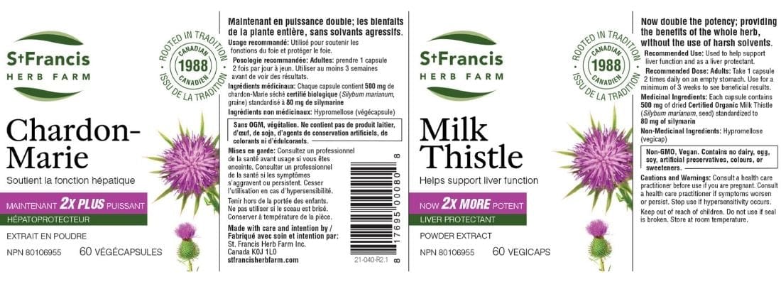 St. Francis Milk Thistle 500mg, 2X More Potent, 60 Capsules
