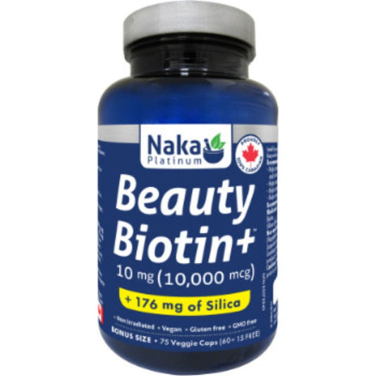 Naka Platinum Beauty Biotin Plus with Silica, Bonus Size, 75 Veggie Capsules