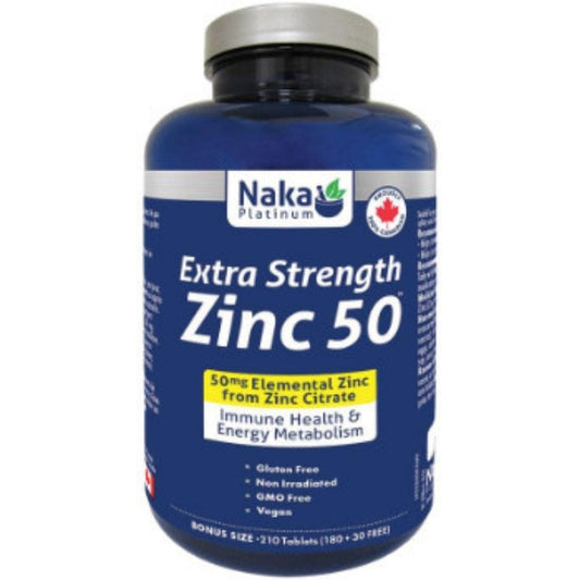 Naka Platinum Extra Strength Zinc 50, Elemental Zinc Citrate, 210 Tablets