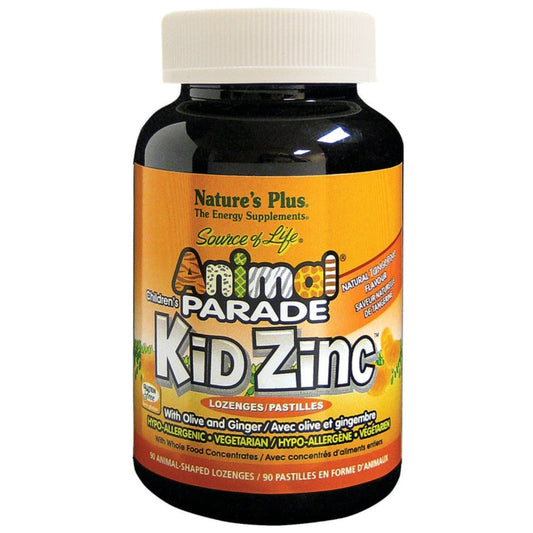 Nature's Plus Animal Parade Chewable Zinc Lozenges for Kids with Ginger & Echinacea, 8mg, 90 Lozenges