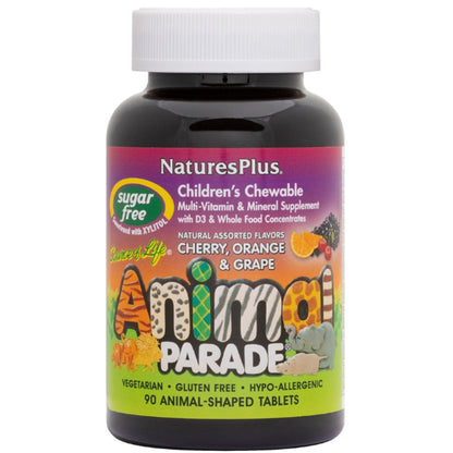 Nature's Plus Animal Parade Chewable Multivitamin & Multimineral for Kids, Sugar Free, 90 Animal-Shaped Chewable Tablets
