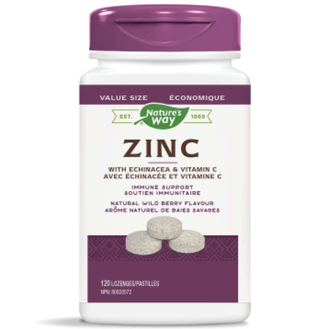 Nature's Way Zinc Lozenges 23mg with Echinacea & Vitamin C