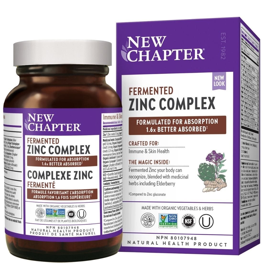 New Chapter Fermented Zinc Complex, 60 Tablets