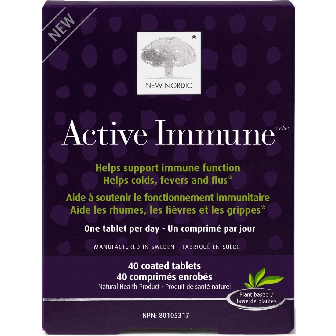 New Nordic Active Immune with Elderberry, Vitamin D3, Sea Buckthorn, 40 Coated Tablets