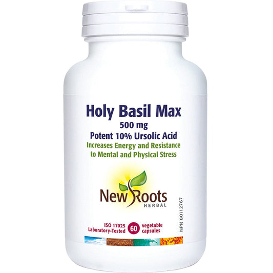 New Roots Holy Basil Max 500mg, 60 Vegetable Capsules
