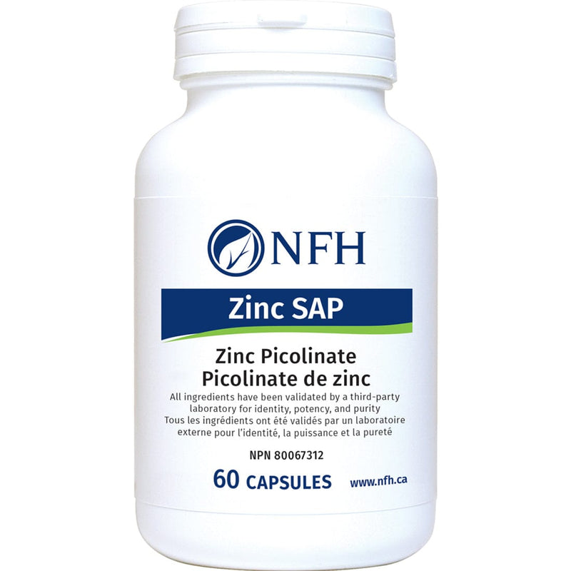 NFH Zinc SAP 25mg with Copper, Zinc Picolinate for Immunity, Skin and Testosterone, 60 Capsules