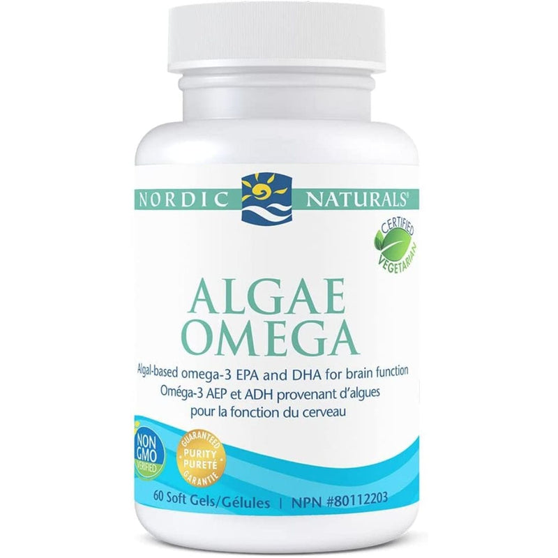 Nordic Naturals Algae Omega, Vegan Plant-Based EPA 90mg and DHA 160mg from Microalgae, 60 Softgels