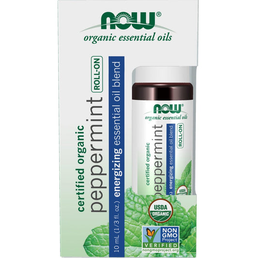 NOW Organic Peppermint Essential Oil Roll-On, 10ml