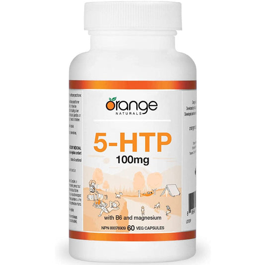 Orange Naturals 5-HTP 100mg with B6 and Magnesium, 60 V-Capsules