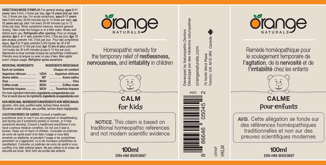 Orange Naturals Calm for Kids Homeopathic Remedy, 100ml