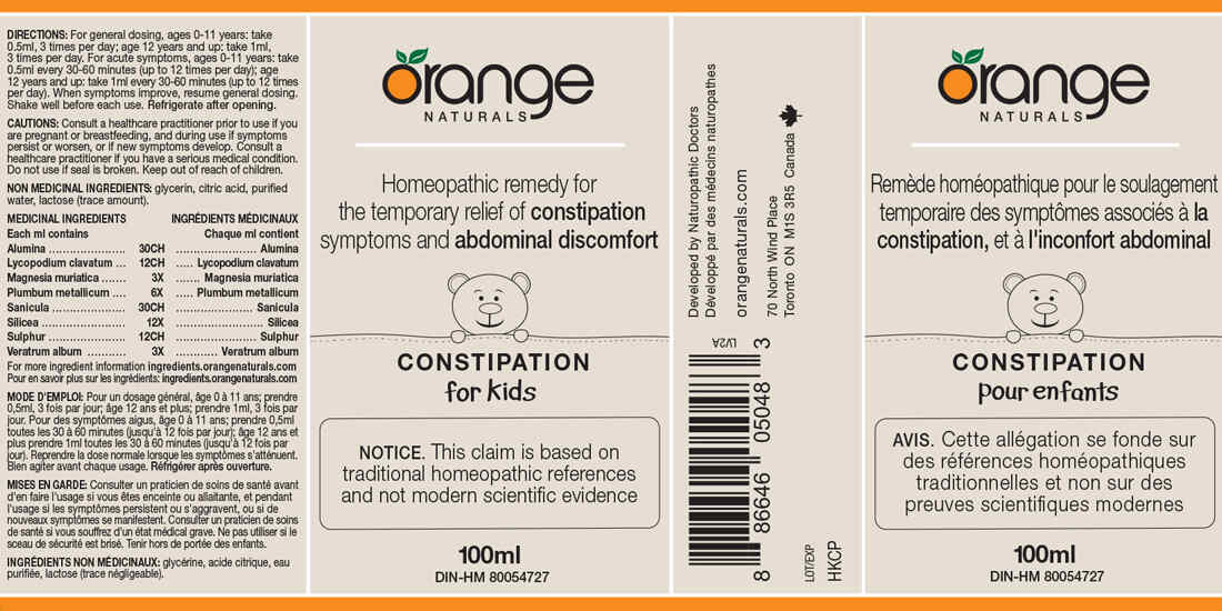 Orange Naturals Constipation (for kids) Homeopathic, 100ml